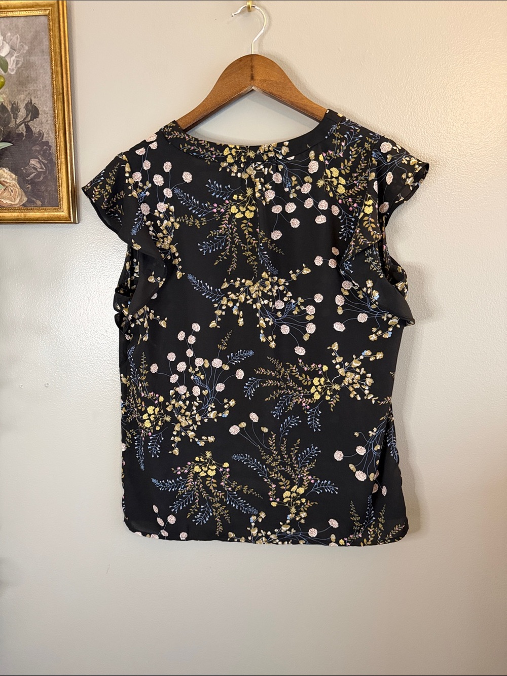 Philosophy Republic Clothing Floral Flutter Sleeve Blouse Black Size Small - Picture 6 of 8